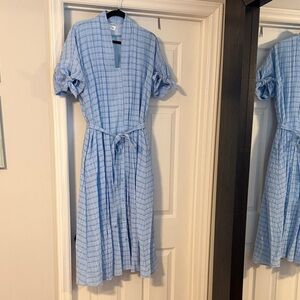 entro Light Blue Plaid Midi Dress